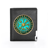 Viking Symbol Leather Wallet Men Women Slim Credit Card Holder Short Purse