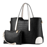 Vintage Crocodile Pattern Top-Handle C Purse Leather Shoulder Bag