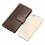 Men's Long Oil Wax Leather Wallet Money Clip LI-1595