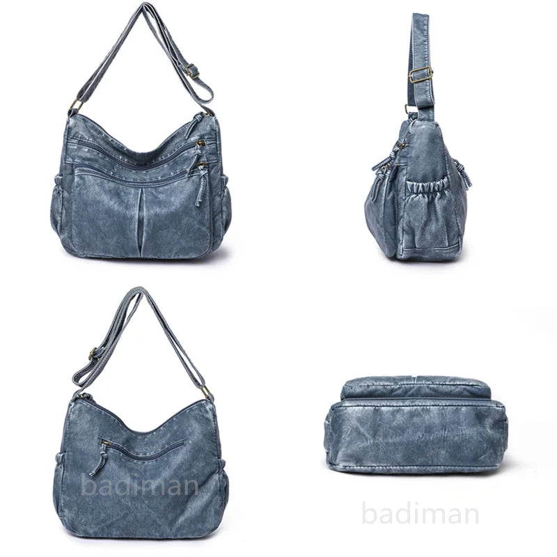 Vintage Leather Shoulder Bag for Women Crossbody Tote Sac
