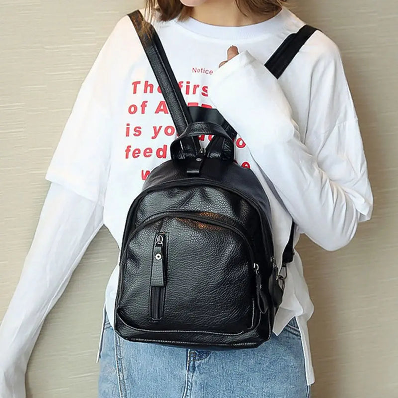 Waterproof Leather Women Backpack Anti-theft Large Capacity