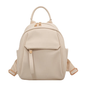 Waterproof Leather Women Backpack College Style Rucksack
