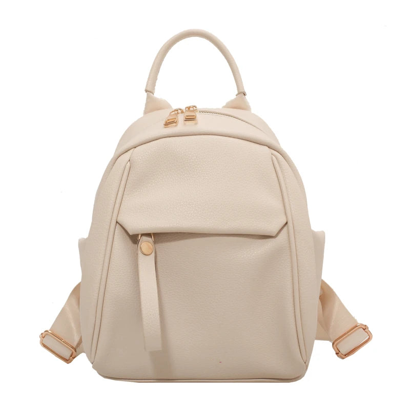 Waterproof Leather Women Backpack College Style Rucksack