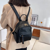 Waterproof Leather Women Backpack College Style Rucksack