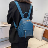 Solid Leather Women Backpack Waterproof