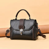 High Weave Tote Women's Handbags PU Leather Vintage Women Shoulder Bag