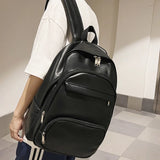High Woman Backpack Leather Rucksack Women's Knapsack Multi-pocket Bagpacks