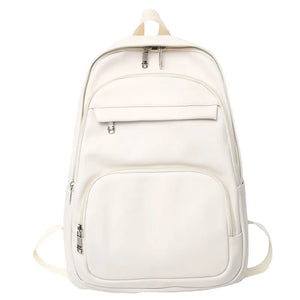 High Woman Backpack Leather Rucksack Women's Knapsack Multi-pocket Bagpacks