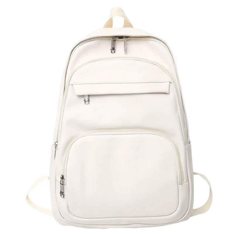 High Woman Backpack Leather Rucksack Women's Knapsack Multi-pocket Bagpacks