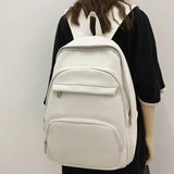 High Woman Backpack Leather Rucksack Women's Knapsack Multi-pocket Bagpacks