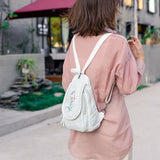 Women Backpack School Bags for Teenage Girls Leather Embroidery Flowers