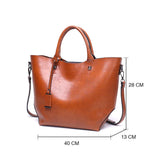 High Women Bucket Bag Oil Wax Women Leather Handbags Big Tote Famous Brands