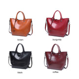 High Women Bucket Bag Oil Wax Women Leather Handbags Big Tote Famous Brands