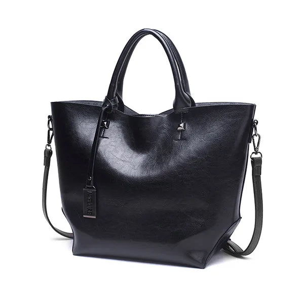High Women Bucket Bag Oil Wax Women Leather Handbags Big Tote Famous Brands