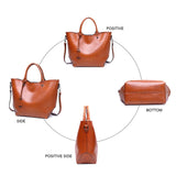 High Women Bucket Bag Oil Wax Women Leather Handbags Big Tote Famous Brands