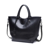 High Women Bucket Bag Oil Wax Women Leather Handbags Big Tote Famous Brands
