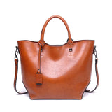High Women Bucket Bag Oil Wax Women Leather Handbags Big Tote Famous Brands