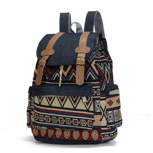 Women Canvas Vintage Backpack Ethnic Bohemian Schoolbag