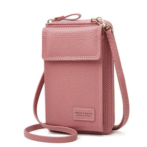 Women Cell Phone Pocket Purse Style PU Leather Crossbody Bag