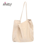 High Women Corduroy Shoulder Bag Large Capacity Female Big Tote Handbag