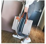 High Women Linen Tote Large Capacity Female Casual Shoulder Bag