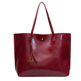 Vintage Women Messenger Bags Leather Tassel Handbags Big Size Tote Shoulder Bag