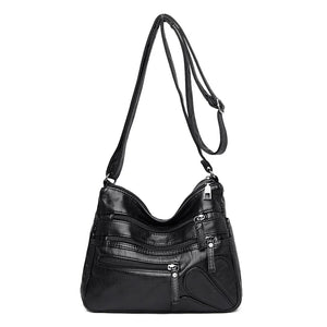 High Women Shoulder Bag Pu Leather Crossbody Bag Multi-pockets Messenger Bag
