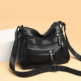 High Women Shoulder Bag Pu Leather Crossbody Bag Multi-pockets Messenger Bag
