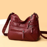 High Women Shoulder Bag Pu Leather Crossbody Bag Multi-pockets Messenger Bag