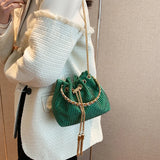 Women Small Pu Leather Handbags Bucket Bags Ladies Shoulder Messenger Bags