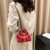 Women Small Pu Leather Handbags Bucket Bags Ladies Shoulder Messenger Bags