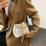 Women Small Pu Leather Handbags Bucket Bags Ladies Shoulder Messenger Bags