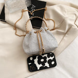 Women Small Pu Leather Handbags Bucket Bags Ladies Shoulder Messenger Bags