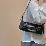 Women Small Shoulder Bags Pu Leather Chain Underarm Bag Clutch Purse Handbags