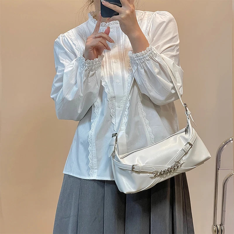 Women Small Shoulder Bags Pu Leather Chain Underarm Bag Clutch Purse Handbags