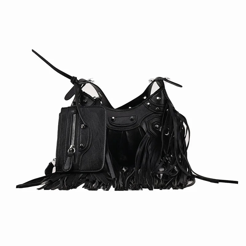 Vintage Small Tassel Shoulder Bag Women's Crossbody Bag