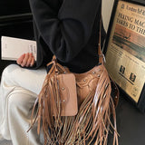 Vintage Small Tassel Shoulder Bag Women's Crossbody Bag