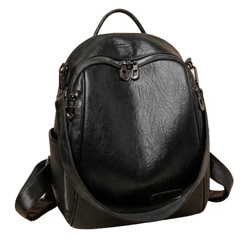 Vintage Women PU Leather Backpack Casual Travel Bag