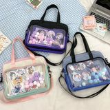 Women Solid Transparent Ita Bag Shoulder Bag Large Capacity Soft Nylon Handbag