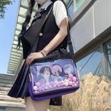 Women Solid Transparent Ita Bag Shoulder Bag Large Capacity Soft Nylon Handbag