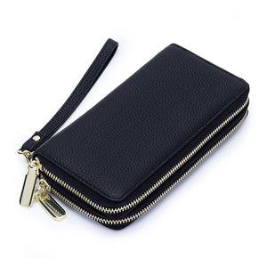 RFID Anti-theft Leather Women's Wallet Zipper Clutch Bag