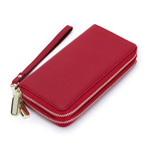 RFID Anti-theft Leather Women's Wallet Zipper Clutch Bag