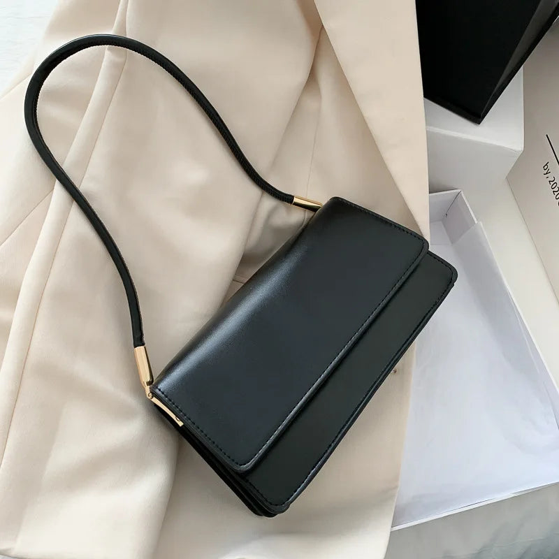 High Women's PU Leather Shoulder Bag Solid Color Single Pack