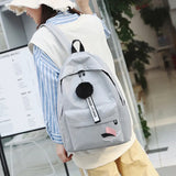 Women's Canvas Backpack School Bag Pink Rucksack Travel Bag