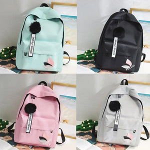Women's Canvas Backpack School Bag Pink Rucksack Travel Bag