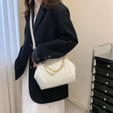 Casual Chain Crossbody Bag for Women - Pleated Handbag