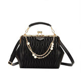 Casual Chain Crossbody Bag for Women - Pleated Handbag