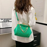 Casual Chain Crossbody Bag for Women - Pleated Handbag