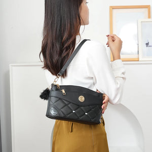 Women's Soft Leather Shoulder Bags Multi-Layer Classic Crossbody Handbag
