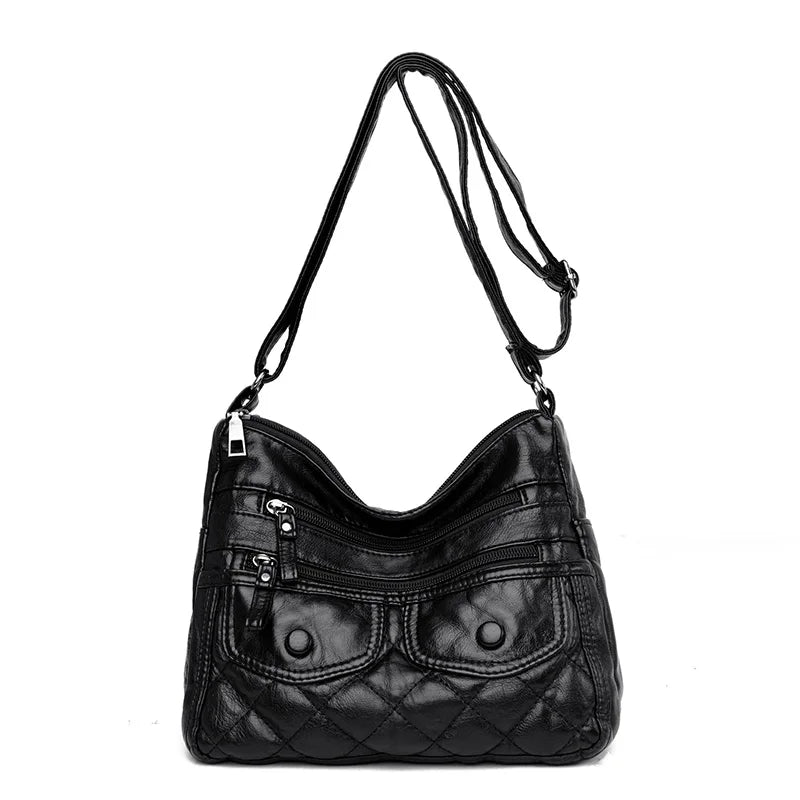 Women's Leather Shoulder Bags Multi-Layer Crossbody Handbag